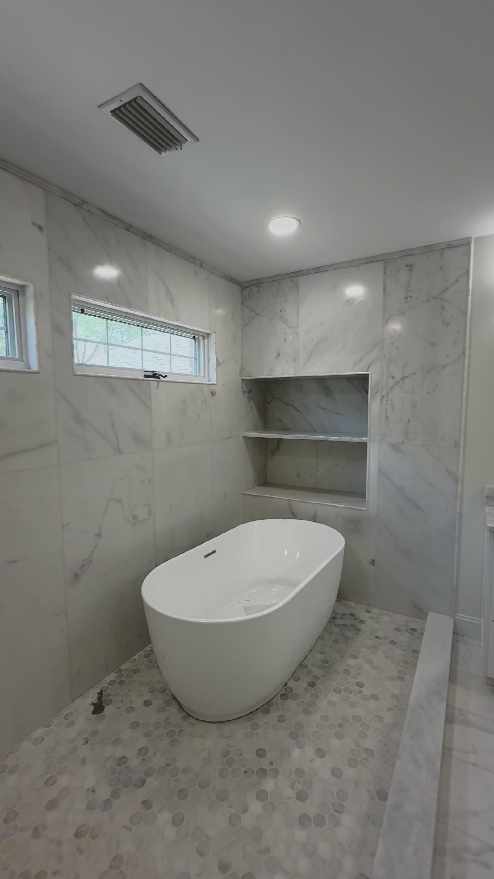Finished tile shower in a Lexington remodel